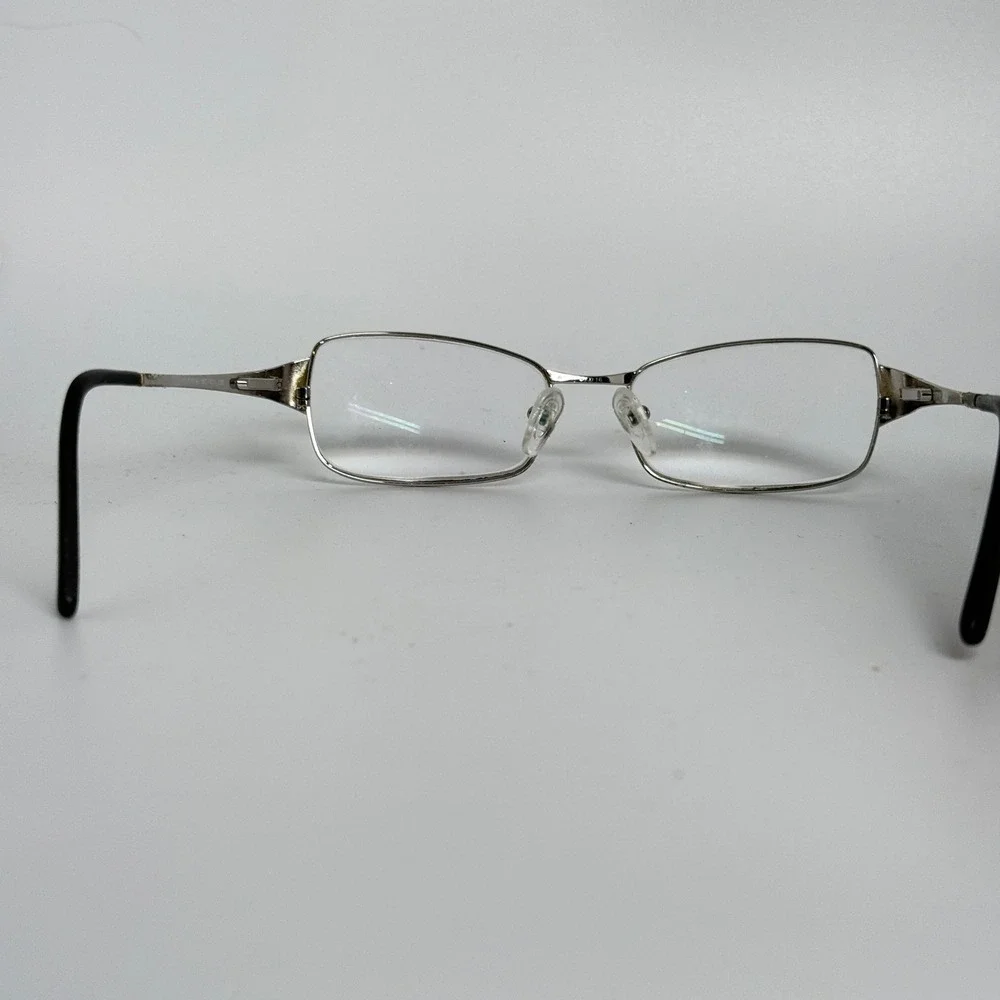 Prada VPR 67H Silver‎ Rhinestone Rectangle Eyeglasses 51-16-130 1BC-1O1 Metal